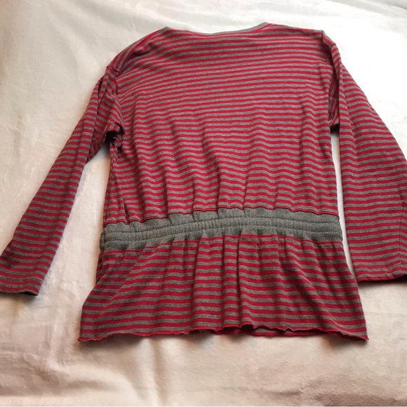 Lizsport Vintage Light Sweater  Liz Claiborne Pullover Grey Red Strips Small - Picture 6 of 8